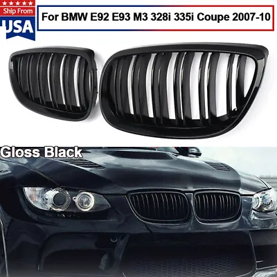 Gloss Black Front Kidney Grill Grille For BMW E92 E93 M3 328i 335i Coupe 07-10 • $29.44