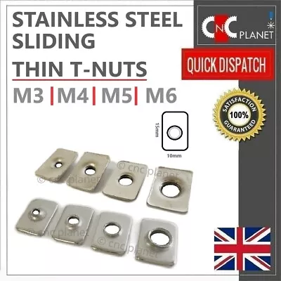 Stainless Steel Thin T Nuts M3 M4 M5 M6 For Aluminium Extrusion Profile T V-slot • £2.49