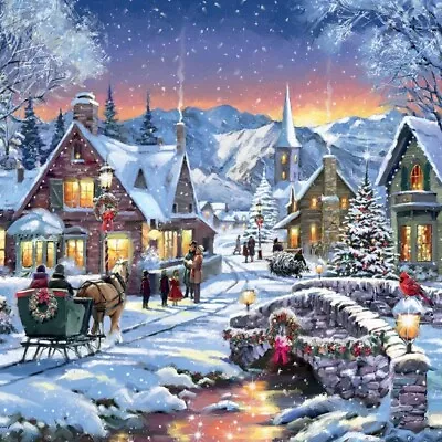 5 Snowy Village Christmas Cards - British Heart Foundation Charity Xmas Cards • £3.99