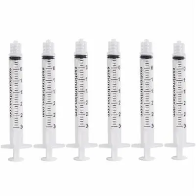 Exotic Nutrition 3mL Luer-Tip Syringe 6 Pack - Baby Animal Feeding Syringes • $8.99