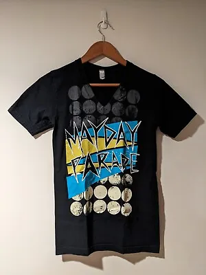 Vintage 2010's Mayday Parade Emo Goth Scene Black X-Small V-Neck T-Shirt • £38.60
