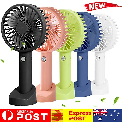 $14.58 • Buy Mini Portable Hand-held Desk Fan Cooling Cooler USB Air Rechargeable 3 Speed AU