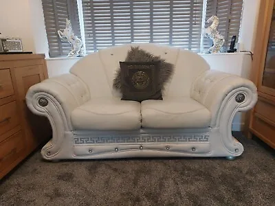 £500 • Buy 2 Seater White Leather Versace Sofa. Used But In Good Condition. 