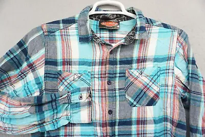 Mambo Australia Shirt Mens XL Blue Plaid Button Up Flannel Long Sleeve Cotton • $16.97