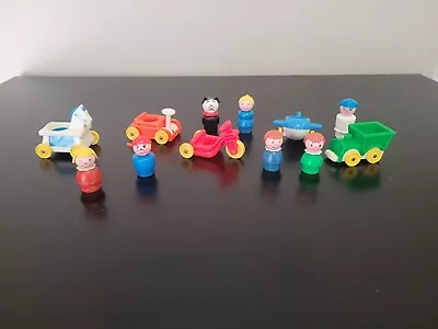 Vintage Fisher Price Little People Lot 12 Pieces Cars Pilot Boy Girl Train Dog • $25