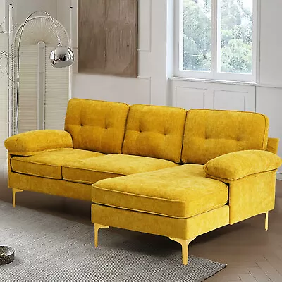 85'' Convertible Sectional Sofa L-Shape Couch With Chaise Chenille Fabric • $699