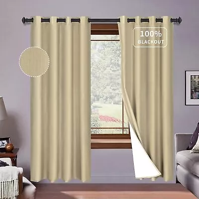 PureFit Linen 100% Blackout Curtains 84 Inch Length 2 Panels Set Room Darkening  • $43.06
