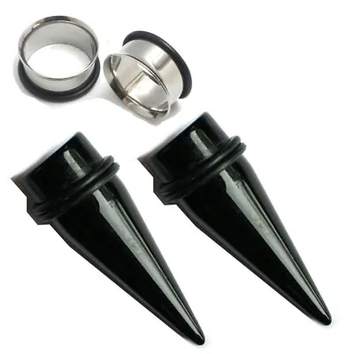 7/16 11mm Black Tapers Steel Tunnels Ear Stretching Gauging Kit Gauge Plug • $15.49