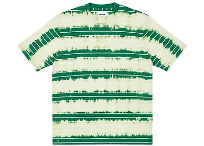 Palace Skateboards Bleached Tie Dye Stripe T Shirt S Green Short Cotton • £13