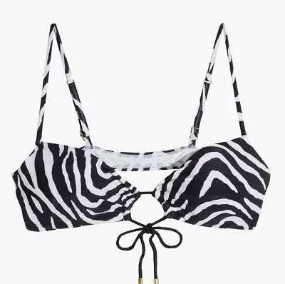 Vix By Paula Hermanny Erin Bow-detailed Zebra-print Bikini Top Sz S • $48