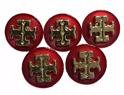 Authentic Tory Burch Logo Set Of 5 Red Replacement Shank Buttons Vintage • $29.99