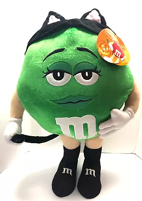 M&M Mars Green Black Cat HALLOWEEN 21  Plush Figure • $20