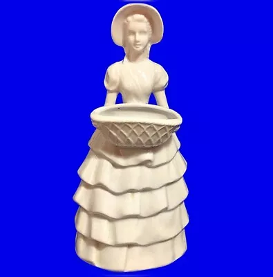 Colonial Woman Figurine Vase With Basket Incense Holder 7 1/2  Moriyama Japan • $9.99