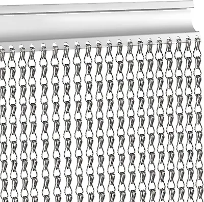 Dark Grey 90 X 200Cm Aluminium Chain Curtain Door Fly Screens Metal Fly Curtain • £100.90
