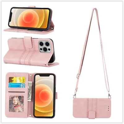 For Various Phone Crossbody Leather Wallet Flip Card Bag Stand Case Cover Back • $9.86