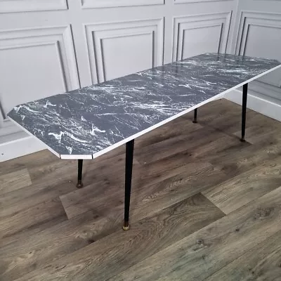 Retro Vintage Mid-Century Modern Marble Effect Side Coffee Table - Atomic • £89.99