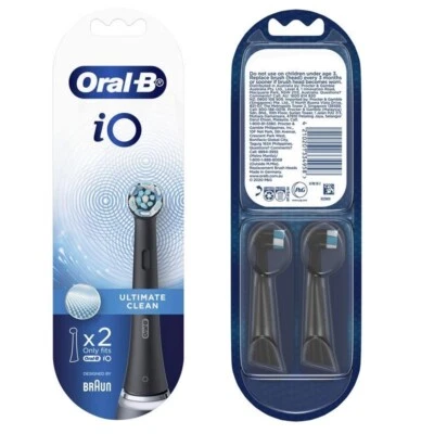 $32.99 • Buy Oral-B IO Ultimate Clean Replacement Brush Heads - Black, Pack Of 2