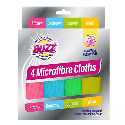 Pack Of 4 Microfibre Cleaning Cloths Dusters Car Bathroom Polish Towels • £3.49