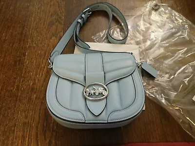 Coach Georgie Saddle Bag Puffy Quilting C2803 Horse Carriage Waterfall Baby Blue • $394