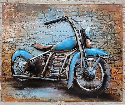 Motorcycle Metal Wall Art Primo Mixed Media Hand Painted 3D Wall Sculpture Sale • $174.65