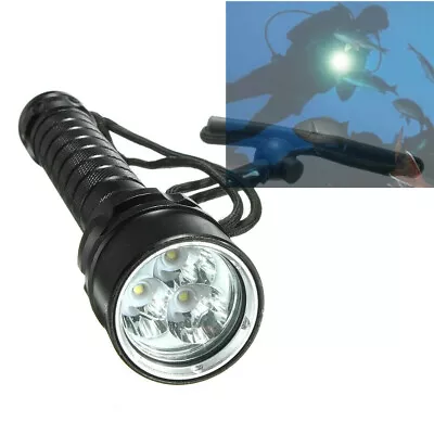 Underwater 25000Lm T6 3 LED Scuba Diving Flashlight Max 100m Torch Light Lamp • $29.99