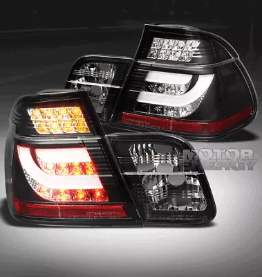 02-05 Bmw E46 3-series Sedan 4dr Led Rear Brake Tail Lights Lamps Black W/strip • $211.95