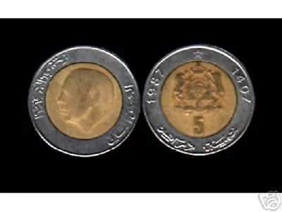 Morocco 5 Dirhams Km Y82 1987 Bi Metal King Hassan Coin X 20 Pcs Lot African • $19.99