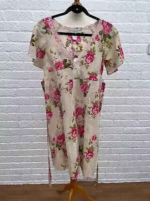 BNWT Edina Ronay New Cream/ Pink Floral Cotton Dress Size Small • £19