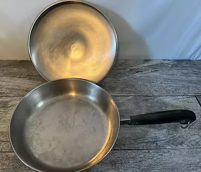 Vintage Revere Ware 1801 Copper Bottom 9-inch Skillet Frying Pan With Lid. • $15.96