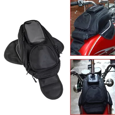 Black Motorcycle Tank Bag Waterproof Magnetic Saddlebag For Suzuki Kawasaki • $29.99