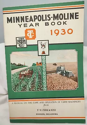 1930 Minneapolis Moline Year Book Catalog F. W. Herk & Sons Hooker Oklahoma • $12.50