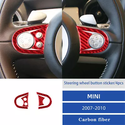 Red Carbon Fiber Steering Wheel Accent Trim Cover For BMW MINI Cooper 2007-2011 • $12.65