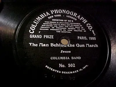 $19.99 • Buy Sousa &Columbia Band -7-Inch Single-sided 78RPM-Man Behind The Gun March-Col 502