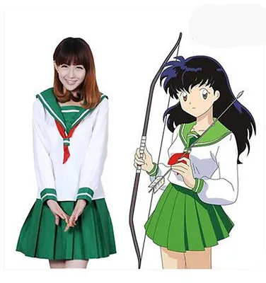 Anime Kagome Higurashi Green Sailor Uniform Dress Cosplay Costume • $37.80