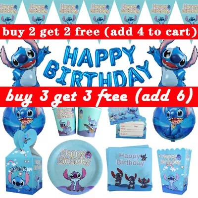 UK Blue Lilo And Stitch Birthday Party Supplies Angel Kids Girls Tableware Decor • £4.53