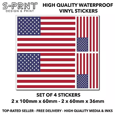 £3.69 • Buy Sticker USA Flag United States Of America American Flags X 4 Self Adhesive S236