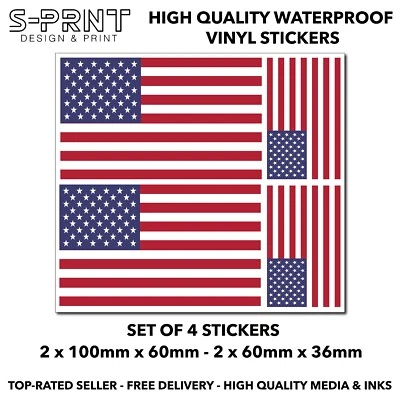 Sticker USA Flag United States Of America American Flags X 4 Self Adhesive S236 • £3.69