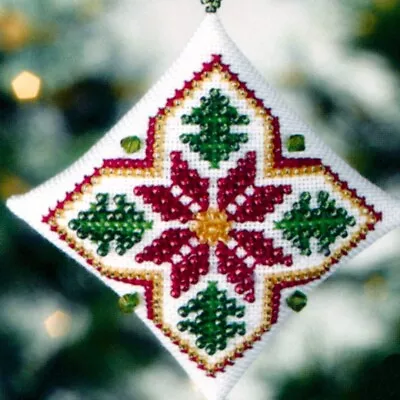 Poinsettia Tiny Treasured Diamond Beaded Ornament Kit Mill Hill 2008 • $8.99