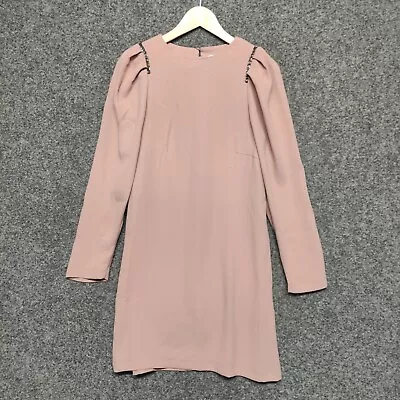 H&M Womens Shift Dress Size 36 AU 8 Pink Long Sleeve Polyester Crew Neck • $19.95