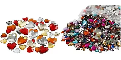 100 Heart Rhinestones: Gems Jewels Craft Flat Back Red Mixed Colours • £1.95