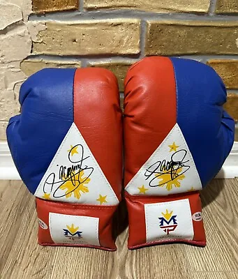 Pair Of Manny Pacquiao Signed Auto Philippine Flag Boxing Gloves Psa Loa Proof • $499.88