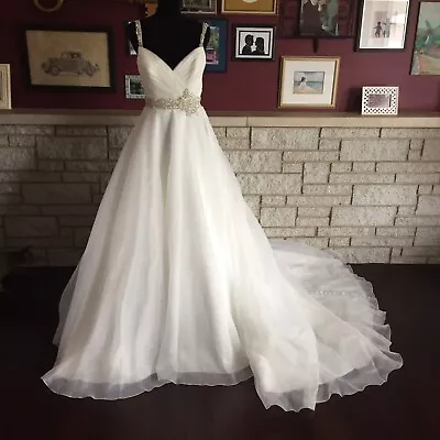 Mori Lee Wedding Embroidery Dress 2679 Crystal Beaded Organza Ball Gown 8 IVORY • $494.68