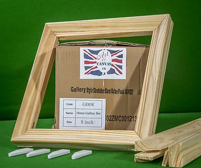  8  X 38mm Gallery Canvas Pine Stretcher Bars Value Pack ( 30 Bars Per Box ) • £14.35