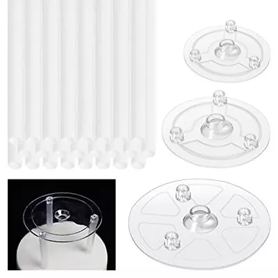 36 Pcs Cake Tier Stacking Kit Clear Cake Separator Plates With Cake Dowels • $19.56