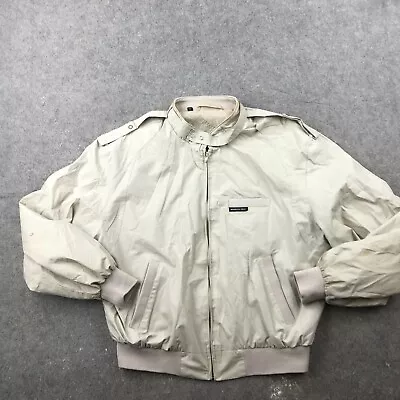 Members Only Jacket Mens Large 44 Beige Full Zip Pockets Bomber Casual * • $19.71