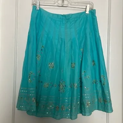 ECI New York Petite  A-Line Skirt Size 8P Blue Sequin Lined • $4.99