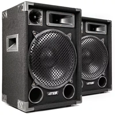 PA Speakers Passive Hi Fi Loudspeakers 3-Way 12 Inch Subwoofer Pair Disco 1400W • £180