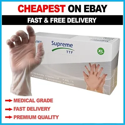 £0.99 • Buy Disposable Vinyl Gloves Powder Latex Free Work Strong Tattoo Food BOX 100