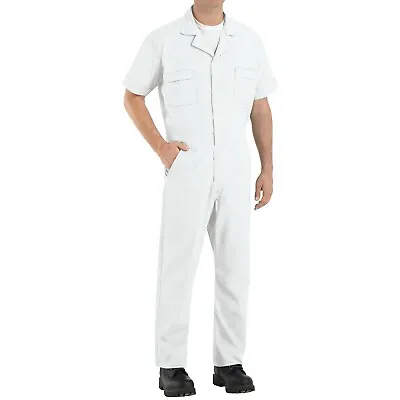 Red Kap Speedsuit White Short Sleeve  Men's Zip-Front Work Coverall Action Back • $32.98