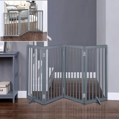 £49.95 • Buy 3/4 Panels Foldable Pet Gate Pen Wooden Divider Fences Panels Barrier Doorway